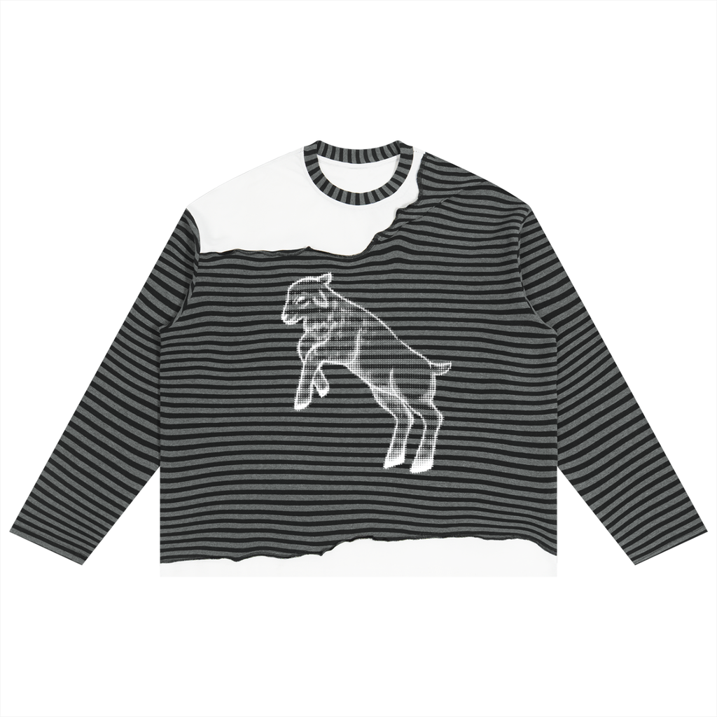 LONG LEGGED LAMB STRIPED LONG SLEEVE - BLACK & GREY